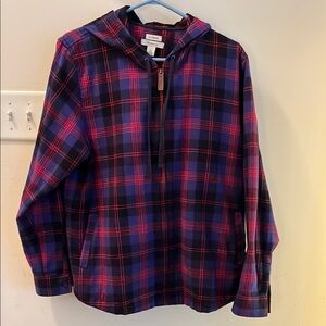 L.L. Bean Red and Blue Plaid zip up shirt